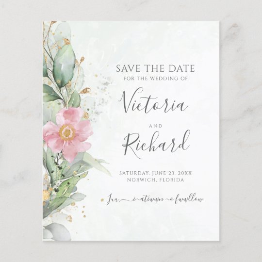 Botanical Gold Greenery Eucalyptus Save The Date 