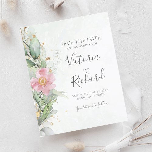 Botanical Gold Greenery Eucalyptus Save The Date