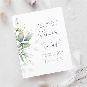 Botanical Gold Greenery Eucalyptus Save the Date