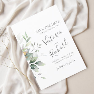 Botanical Gold Greenery Eucalyptus Wedding Save The Date