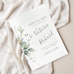 Botanical Gold Greenery Eucalyptus Wedding Save The Date