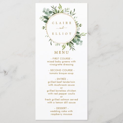 Botanical Gold Greenery Menu Card