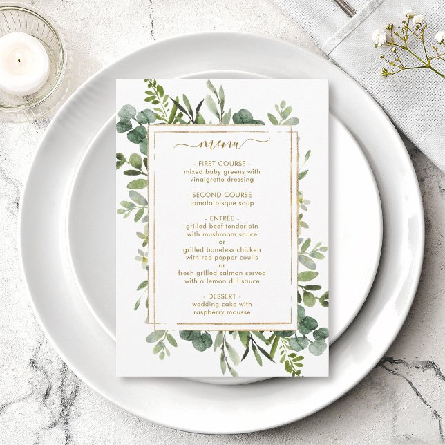 Botanical Gold Greenery Menu Card (Creator Uploaded)