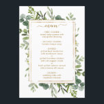 Botanical Gold Greenery Menu Card<br><div class="desc">This dinner menu features painted watercolor eucalyptus greenery,  green leaves with a gold rectangular frame. For more advanced customization of this design,  Please click the "Customize further" link.  Matching items are also available.</div>