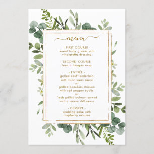 Botanical Gold Greenery Menu Card