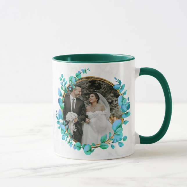 Botanical Gold Greenery Personalize For Wedding Mug (Right)