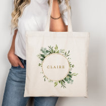 Botanical Gold Greenery Personalize Tote Bag