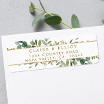 Botanical Gold Greenery Return Address Label<br><div class="desc">This return address labels features painted watercolor eucalyptus branches with gold stripes. For more advanced customization of this design,  Please click the "Customize further" link.  Matching items are also available.</div>