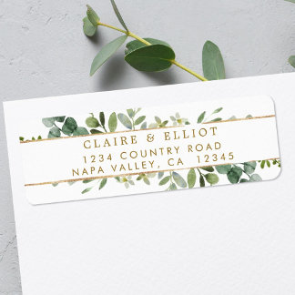 Botanical Gold Greenery Return Address Label