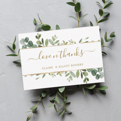 Botanical Gold Greenery Thank You Card