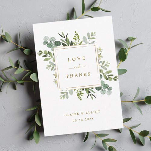 Botanical Gold Greenery Thank You Card