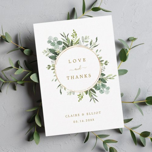 Botanical Gold Greenery Thank You Card