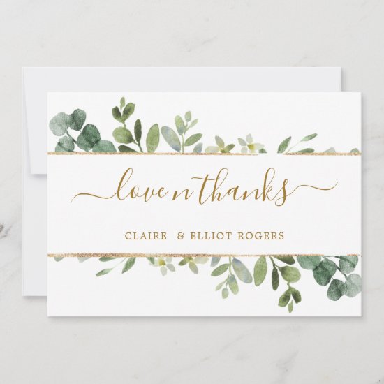 Botanical Gold Greenery Thank You Card