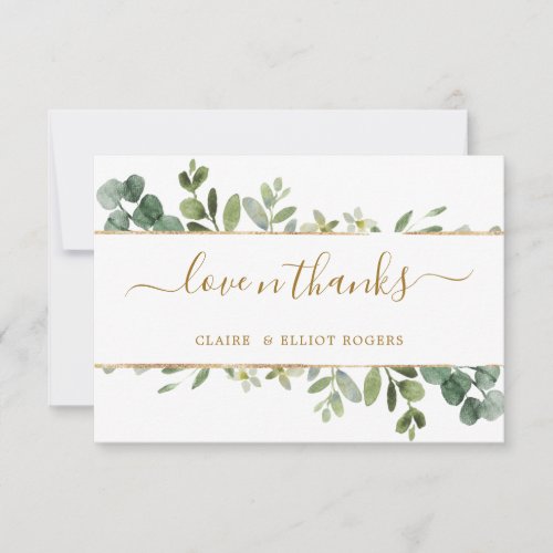 Botanical Gold Greenery Thank You Card