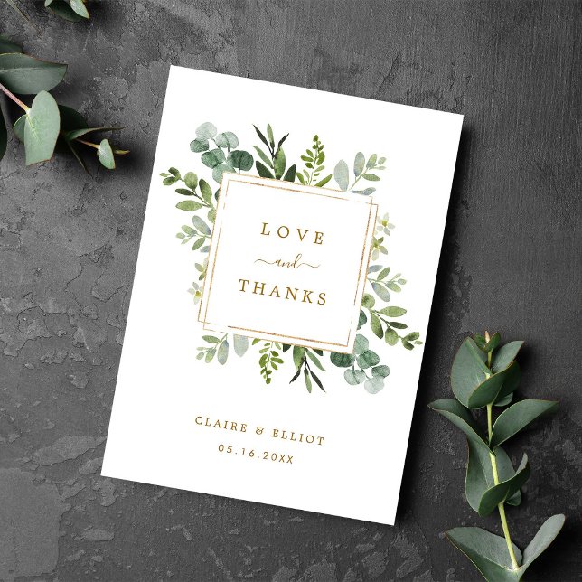 Botanical Gold Greenery Thank You Folded Card (Creator Uploaded)