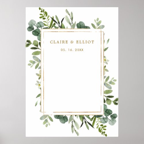 Botanical Gold Greenery Wedding Backdrop Poster