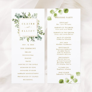 Botanical Gold Greenery Wedding Ceremony Program