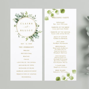 Botanical Gold Greenery Wedding Ceremony Program