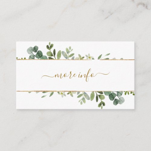 Botanical Gold Greenery Wedding More Info Enclosure Card