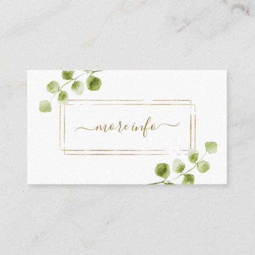 Botanical Gold Greenery Wedding More Info Enclosure Card