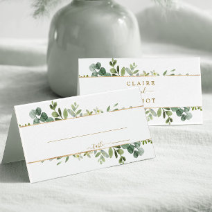 Botanical Gold Greenery Wedding Place Card