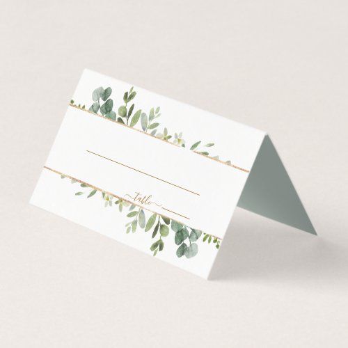 Botanical Gold Greenery Wedding Place Card