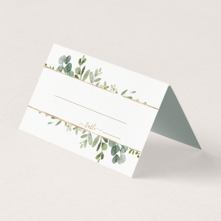 Botanical Gold Greenery Wedding Place Card | Zazzle