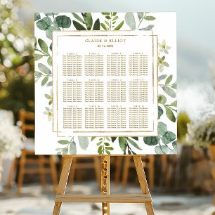Botanical Gold Greenery Wedding Seating Chart