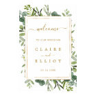 Botanical Gold Greenery Wedding Welcome Sign