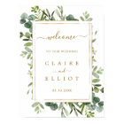 Botanical Gold Greenery Wedding Welcome Sign