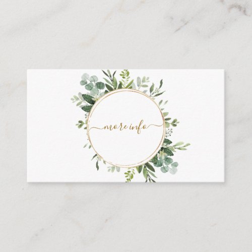 Botanical Gold Greenery Wreath Wedding More Info Enclosure Card