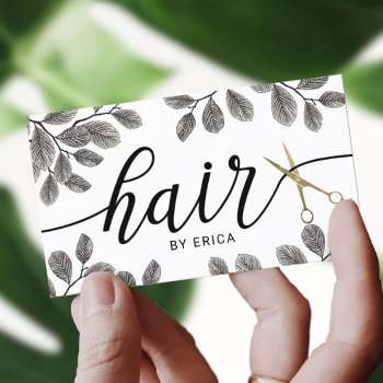 Botanical Gold Scissor Hair Salon Appointment Business Card by cardfactory at Zazzle