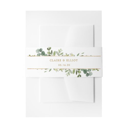 Botanical Gold Watercolor Invitation Belly Band