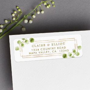 Botanical Gold Watercolor Return Address Label
