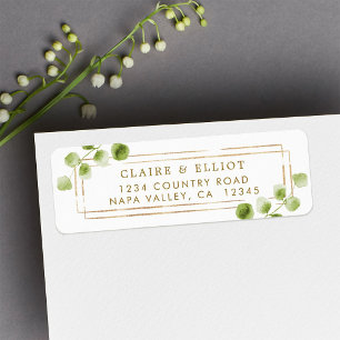 Botanical Gold Watercolor Return Address Label
