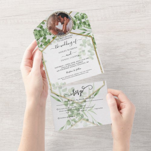 Botanical Gold Wedding All In One I All In One Invitation