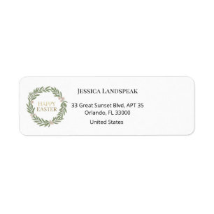 Botanical Gold Wreath & Floral Easter Label