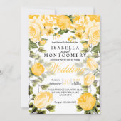 Botanical Golden Yellow Floral Wedding Invitation (Front)