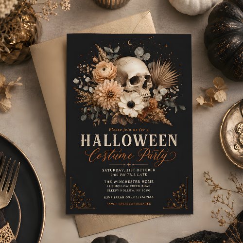 Botanical Gothic Floral Halloween Party Invitation
