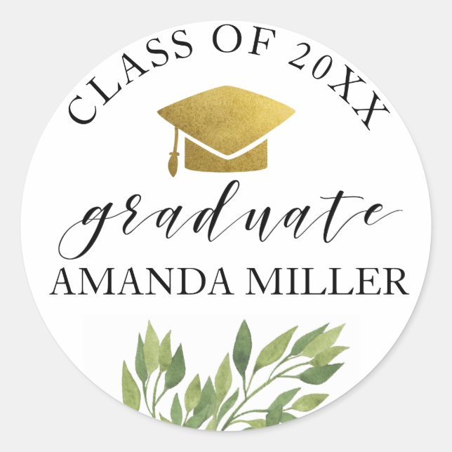 botanical graduate personalized graduation sticker (Front)