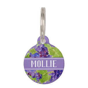 Botanical Grapes Watercolor Name and Address Pet ID Tag