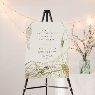 Botanical Grasshopper Baby Shower Welcome Sign