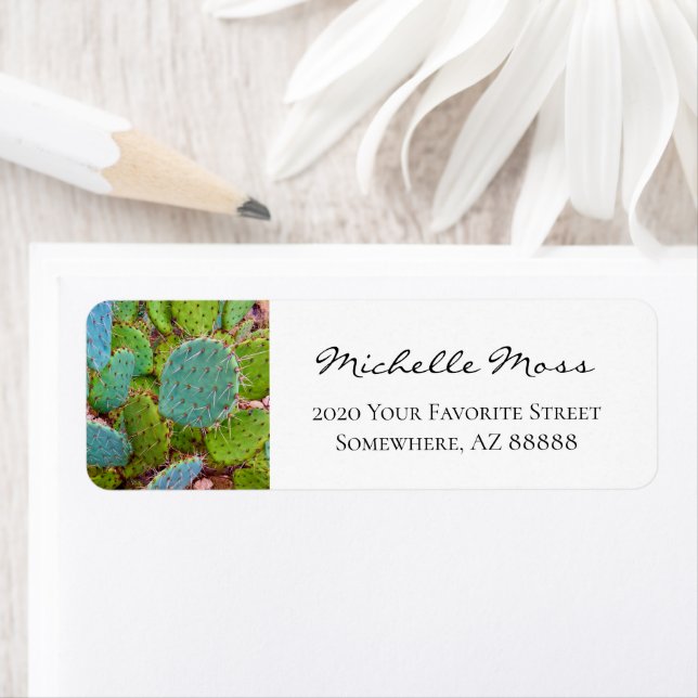 Botanical Green Cactus Return Address Label (Insitu)