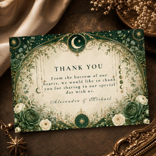 Botanical Green Celestial Wedding Thank You Card