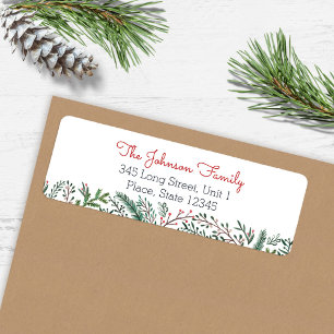 Botanical green Christmas Holiday Pine Tree Label