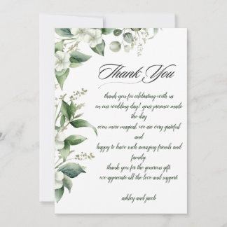 Botanical Green Elegant Thank You Card