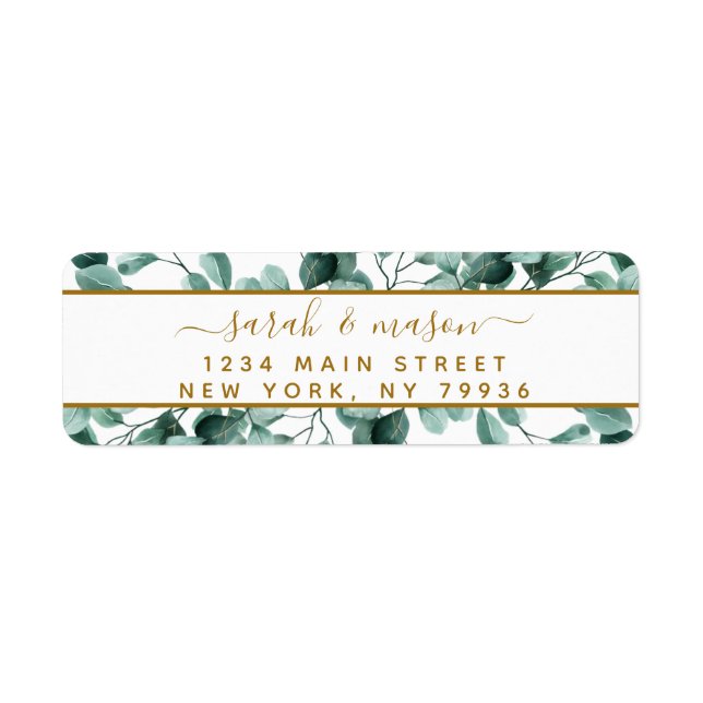 Botanical Green Eucalyptus Return Address Label (Front)