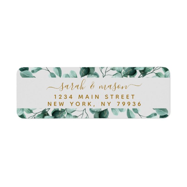 Botanical Green Eucalyptus Return Address Label (Front)