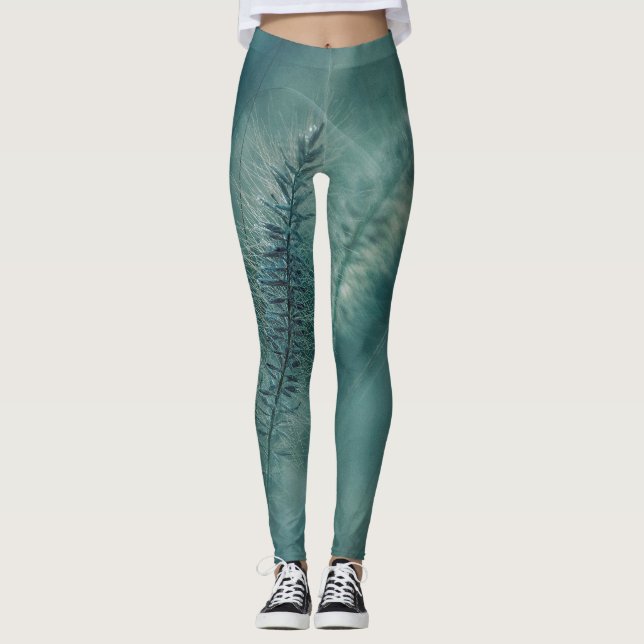Botanical Green Ferns Leggings (Front)