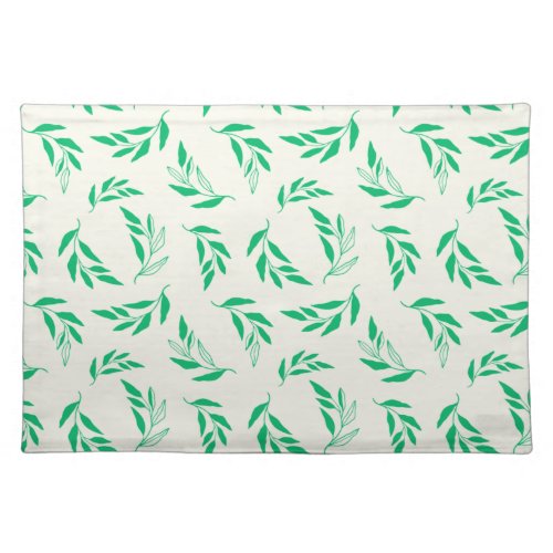 Botanical Green Floral Plant Leaves Pattern Cloth Placemat